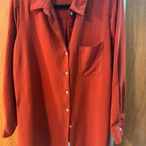 Women's Red Button Down Shirt